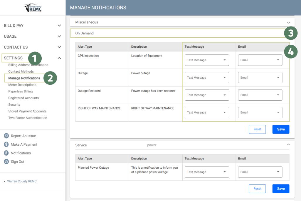 SmartHub preview screen for instructions on setting up notifications